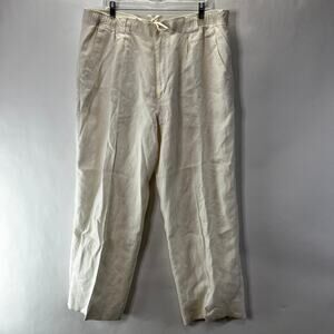 Prontouomo Linen Men's Pants White Drawstring Waist Spring Summer